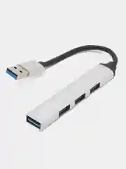 USB HUB разветвитель HOCO HB26 4 в 1 USB3.0 (m) - USB3.0 (f) + 3xUSB2.0 (f), серебряный