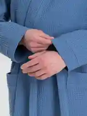 Голубой халат банный мужской вафельный, Lilians