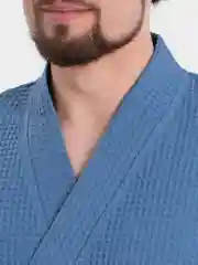 Голубой халат банный мужской вафельный, Lilians