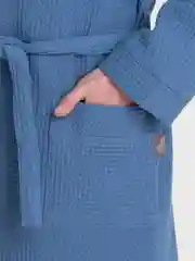 Голубой халат банный мужской вафельный, Lilians