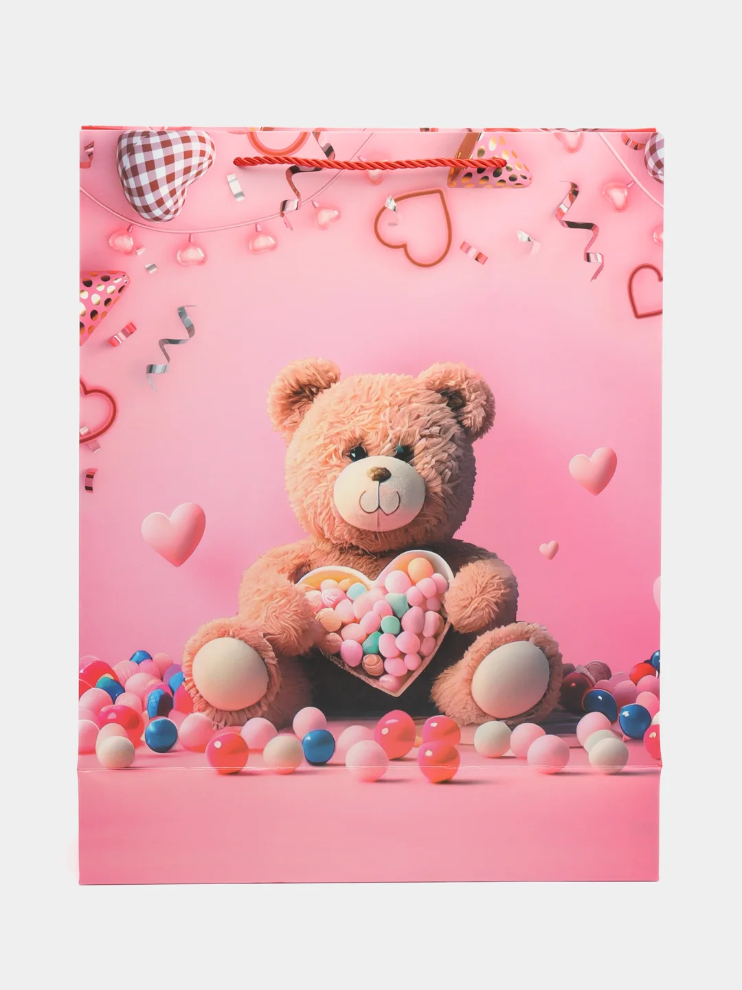 Коралловый меланж пакет бумажный "Мишки" 31*40*12см RQ-925L