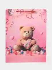 Коралловый меланж пакет бумажный "Мишки" 31*40*12см RQ-925L
