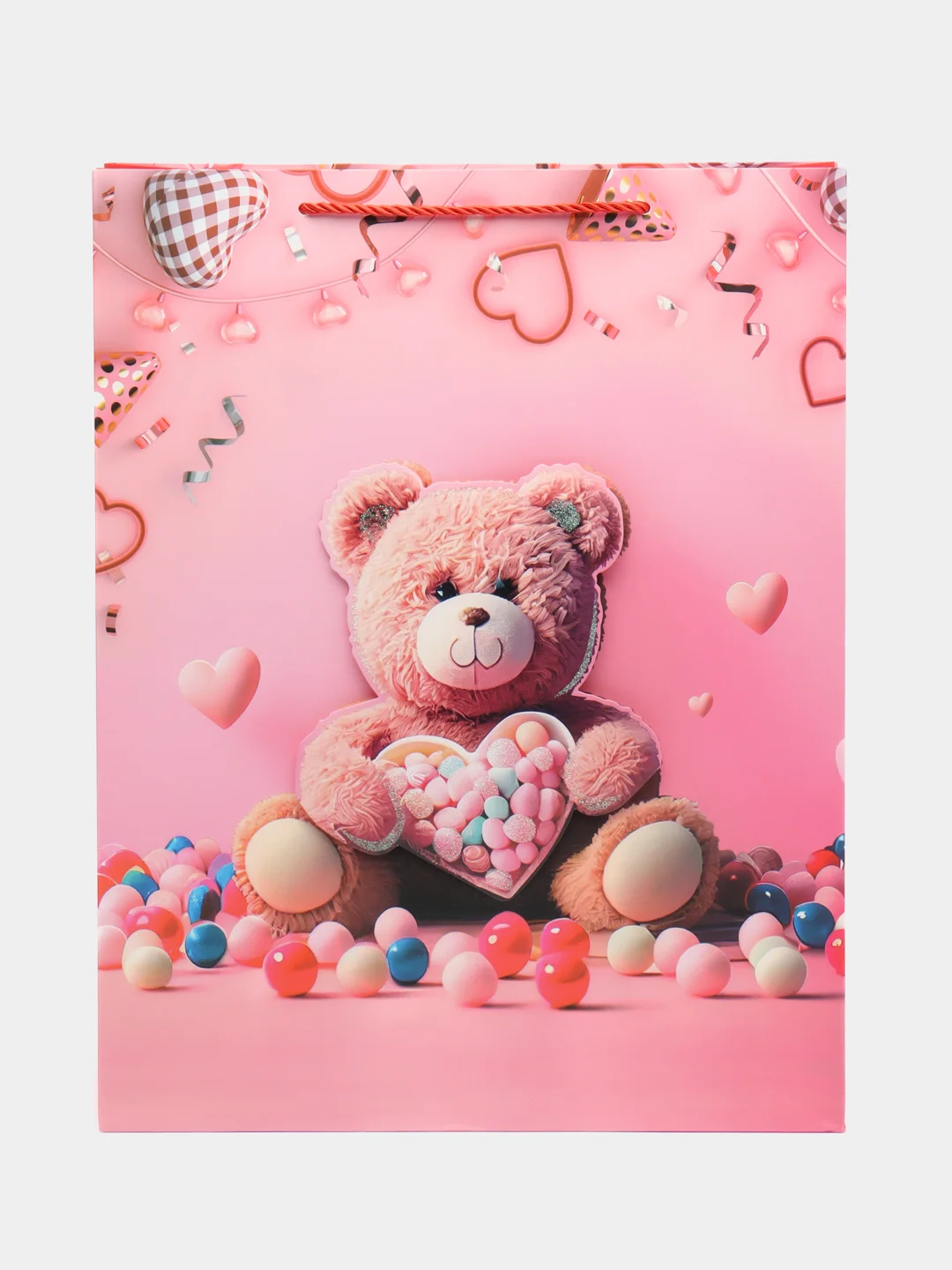 Коралловый меланж пакет бумажный "Мишки" 31*40*12см RQ-925L