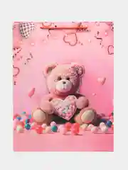 Коралловый меланж пакет бумажный "Мишки" 31*40*12см RQ-925L