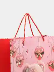 Кораллово-розовый пакет бумажный "Мишки" 31*40*12см RQ-925L