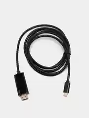 Черный кабель TYPE C-HDMI для подключения ноутбука, смартфона или планшета к ТВ, 1.8 метра