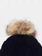 Серый детская шапка со съемным помпоном из меха