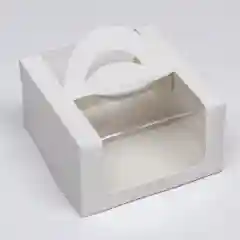 Коробка под бенто-торт с окном, белая, 14 х 14 х 8 см