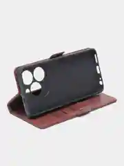 Коричневый чехол-книжка Infinix HOT 40 i (Инфиникс Хот 40 Ай) c боковым магнитом