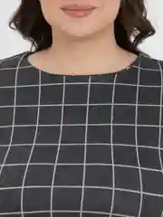 Серый платье женское в клетку с длинным рукавом