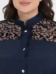 Черный женское платье черное из шифона с кружевными плечами в комплекте пояс