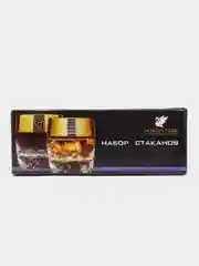 Черный набор стаканов для виски с гравировкой, 6 шт