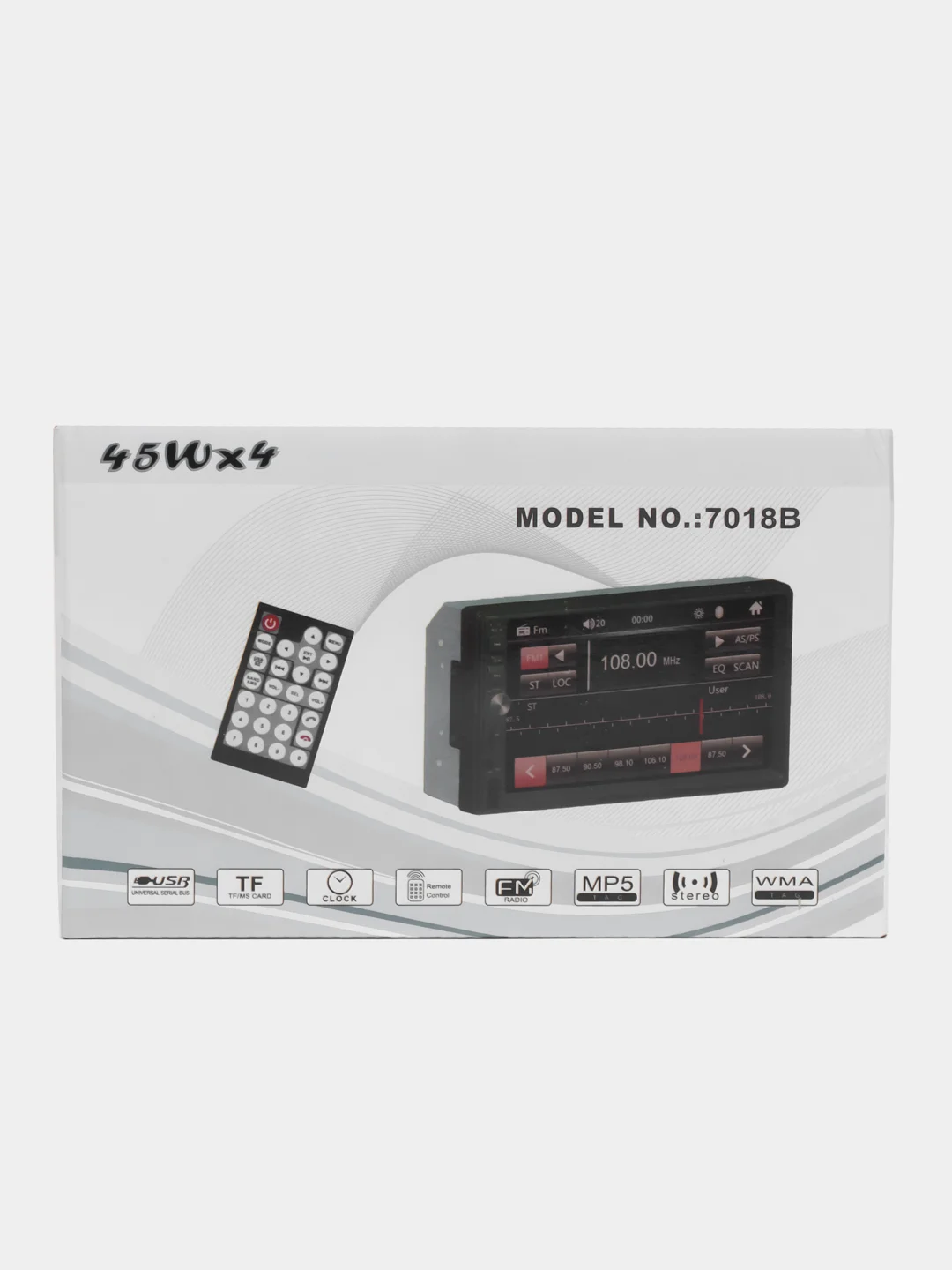 Черный магнитола автомобильная, автомагнитола, USB Bluetooth AUX FM  дисплей 7", 2 DIN
