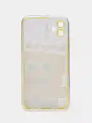 Золотой чехол на iPhone 7/8 Plus/X/XS/XR/11/12/13/14 Pro Max/15 Pro айфон про макс, прозрачный