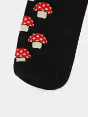 Черный носки с принтом "Мухоморы"