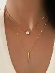 Серебряный женская цепочка-колье, с камнем, регулируемая, 2 штуки, многослойная