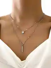Женская цепочка-колье, с камнем, регулируемая, 2 штуки, многослойная