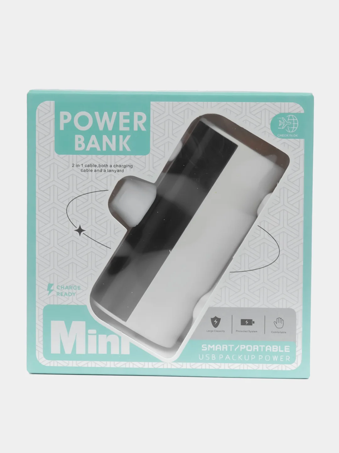 Белый компактный внешний аккумулятор, повер банк мини, 5000 mAh