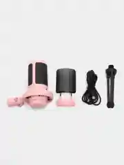 Розовый конденсаторный студийный микрофон с треногой и поп-фильтром, с RGB-подсветкой