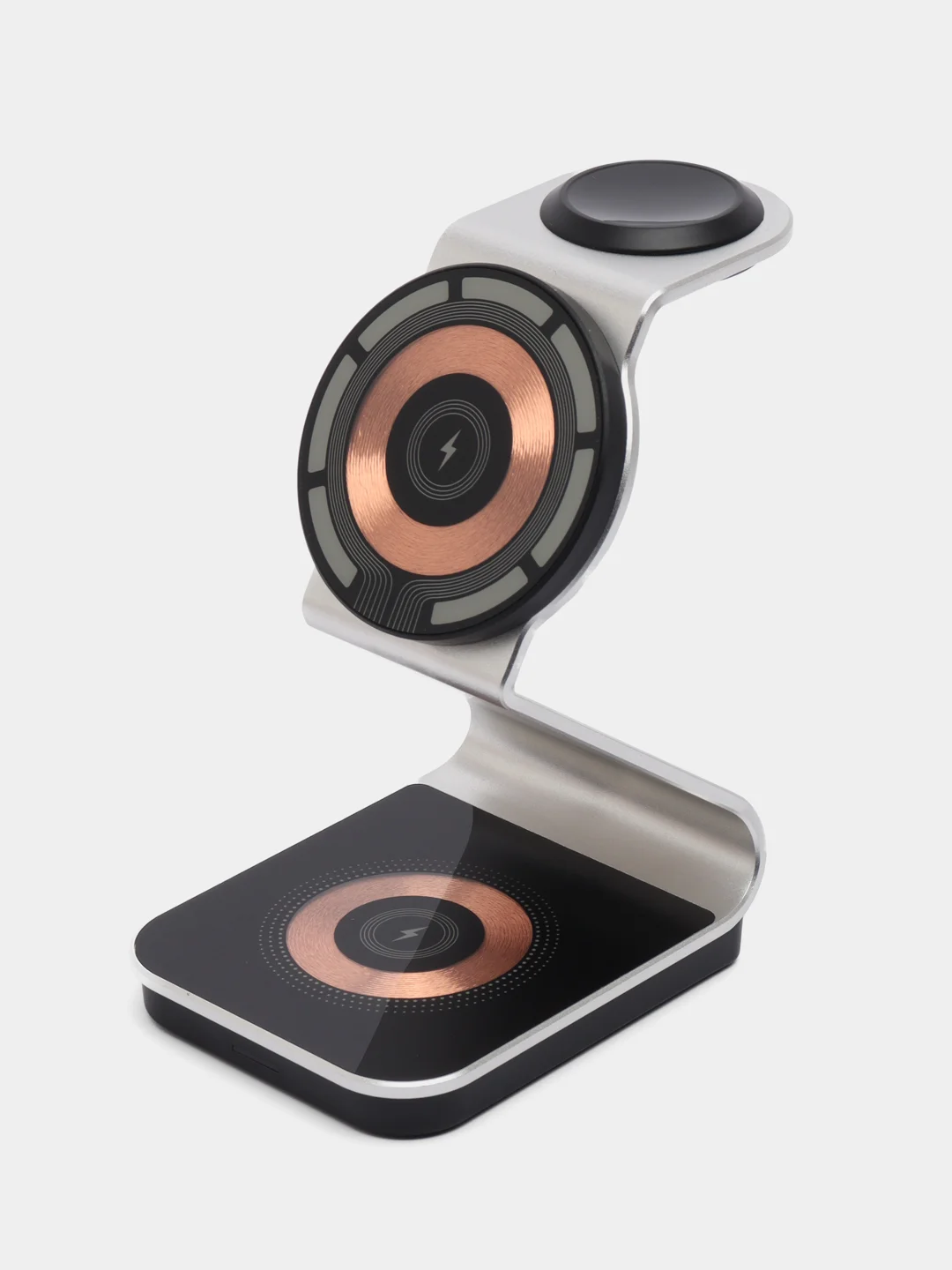 Серебряный беспроводная зарядка MagSafe, 3 в 1, для iPhone, AirPods, Apple Watch, быстрая зарядка 15W