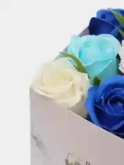 Голубой букет из мыла "Розы", подарочный, в коробке, 9 шт