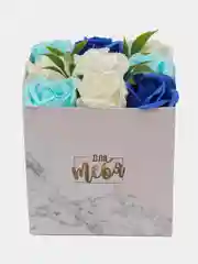 Голубой букет из мыла "Розы", подарочный, в коробке, 9 шт