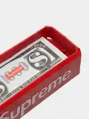 Красный игрушечный денежный пистолет "Бабломет", "Деньгомет"