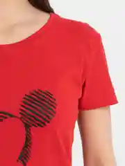 Алый футболка женская с принтом "Микки Маус", "Корона", "Сердца"