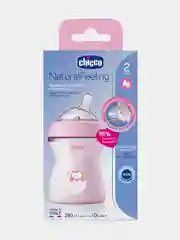 Бутылочка CHICCO Natural Feeling,2мес.+,сил.соска с флексорами,250мл., розовая