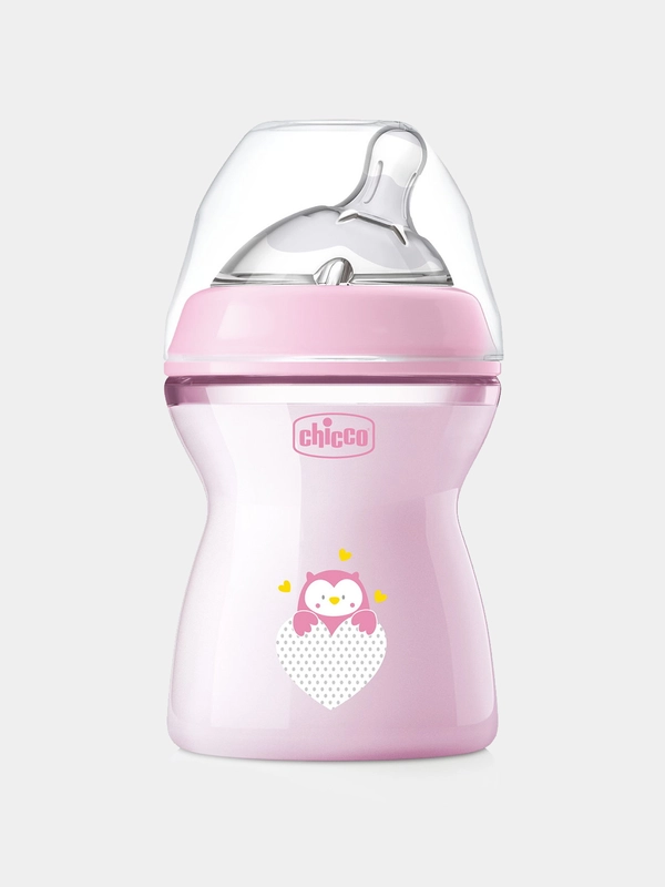 Бутылочка CHICCO Natural Feeling,2мес.+,сил.соска с флексорами,250мл., розовая