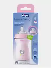 Бутылочка CHICCO Natural Feeling,6мес.+,сил.соска с флексорами,330мл., розовая