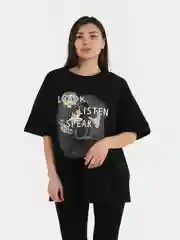 Черный футболка женская оверсайз