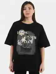 Черный футболка женская оверсайз