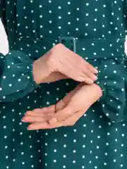Зеленый женское платье из шифона в горошек