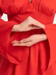 Красный платье женское, с длинным рукавом, длина мини
