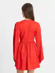 Красный платье женское, с длинным рукавом, длина мини