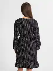 Черный женское платье из шифона в горошек