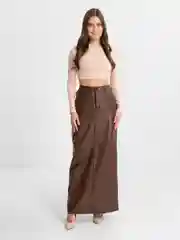 Кожанная макси юбка