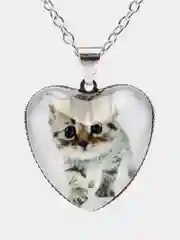 Молочный кулон - подвеска сердце "Котики" на цепочке