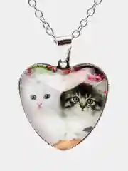 Разноцветный кулон - подвеска сердце "Котики" на цепочке