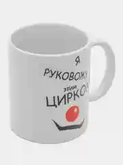 Кружка сувенирная, подарочная с принтом  " Я руковожу этим цирком. Кружка руководителя ""