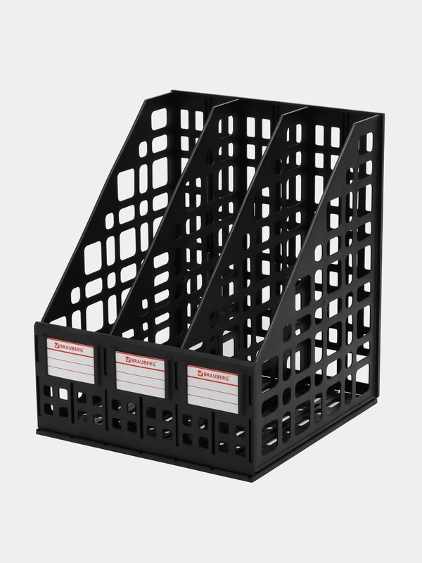 Лоток вертикальный для бумаг BRAUBERG MAXI Plus, 240 мм, 3 отделения, сетчатый, сборный