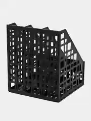 Черный лоток вертикальный для бумаг BRAUBERG MAXI Plus, 240 мм, 3 отделения, сетчатый, сборный