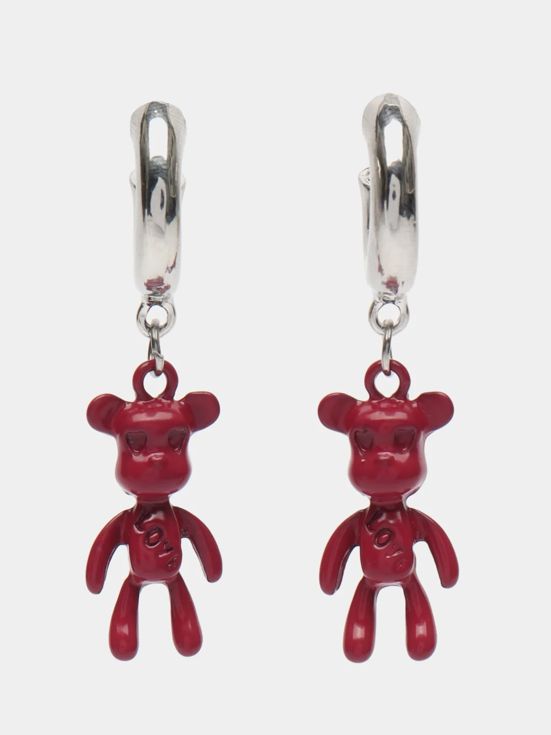 Розовый серьги бублики с мишками, с надписью "Love", kaws, bearbrick