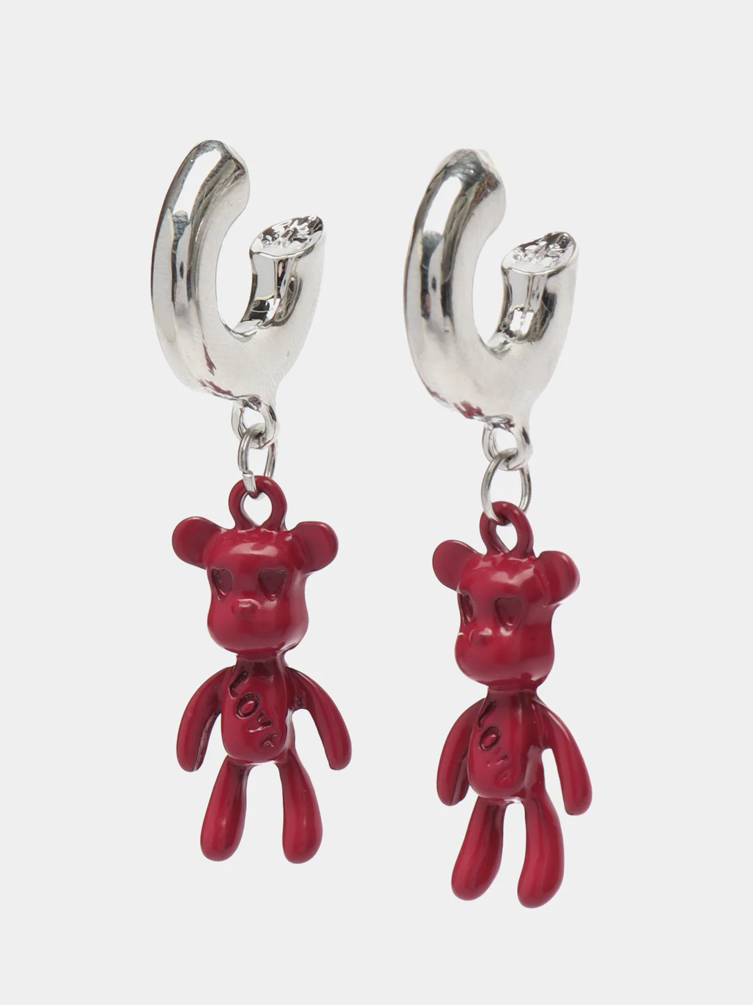 Розовый серьги бублики с мишками, с надписью "Love", kaws, bearbrick