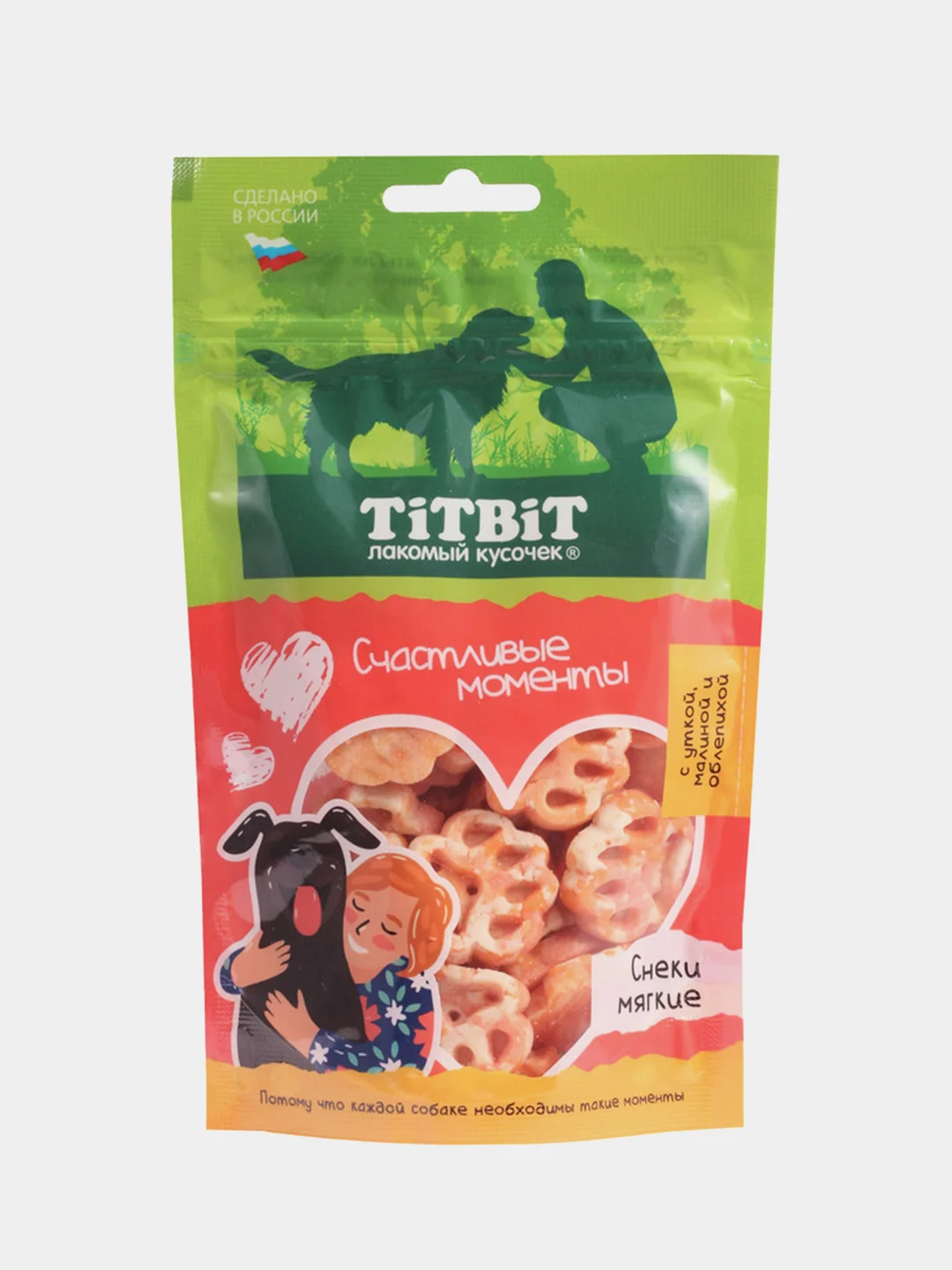Снеки для собак TiTBiT Счастливые моменты, мягкие, для всех пород, 100 г