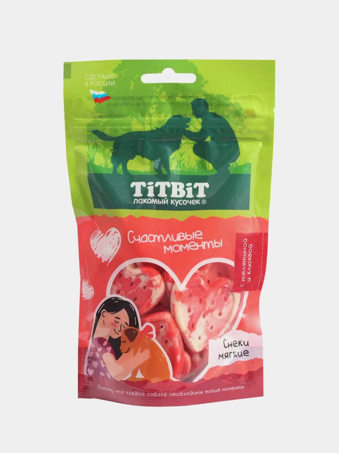 Снеки для собак TiTBiT Счастливые моменты, мягкие, для всех пород, 100 г