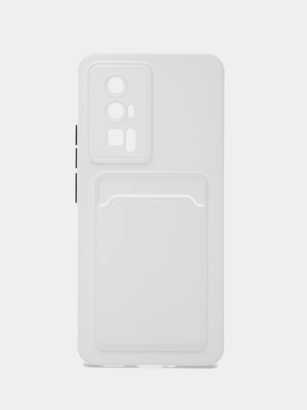 Белый чехол для Xiaomi POCO F5 Pro (Поко Ф5 Про), с карманом для карт, прозрачный