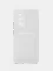 Белый чехол для Xiaomi POCO F5 Pro (Поко Ф5 Про), с карманом для карт, прозрачный