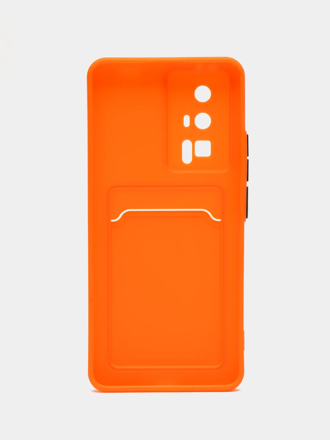 Оранжевый чехол для Xiaomi POCO F5 Pro (Поко Ф5 Про), с карманом для карт, прозрачный